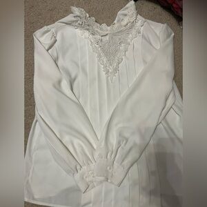 Elegant White Blouse with Lace Detail